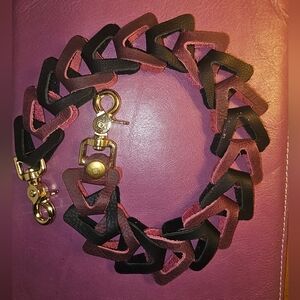 Black and Kodiak Red Leather Chain Strap